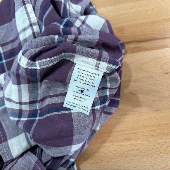AYR The Captain Shirt Madras Purple Rain Button up Front Pockets Plaid NWOT XL - Picture 5 of 6